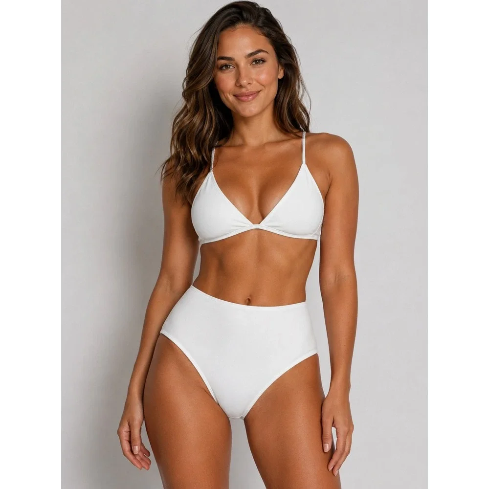 SKIMS Swim White High Waisted Bottom Size M NEW